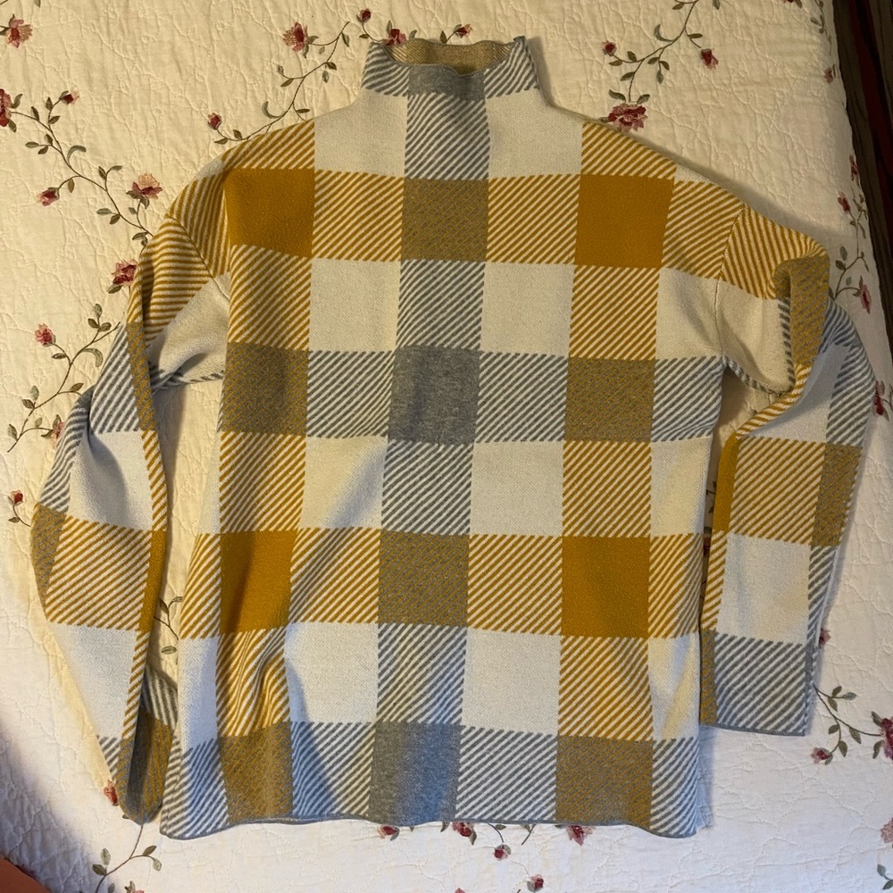 Gold Yellow Plaid Sweater Turtleneck